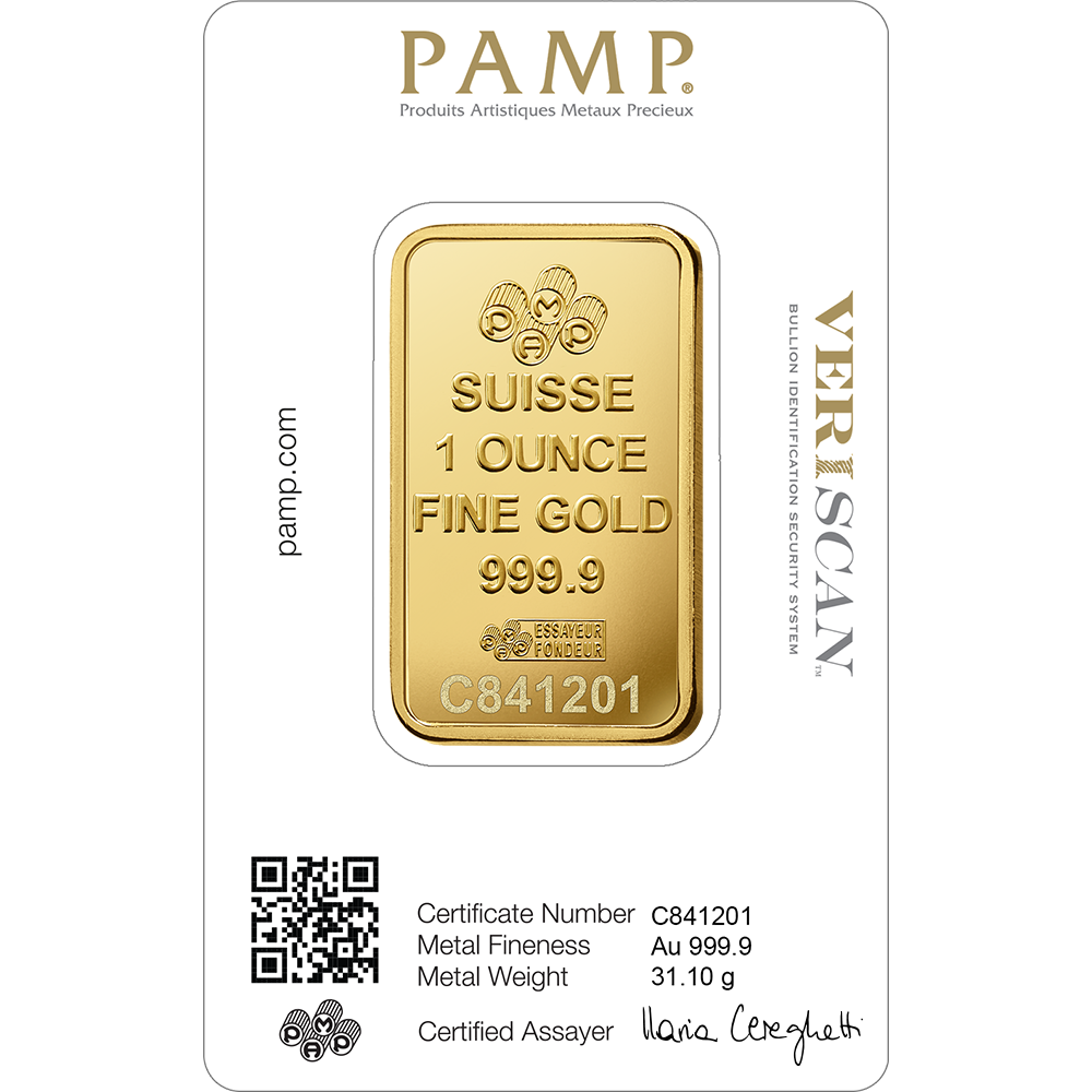 1 oz Gold Bar PAMP Fortuna